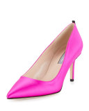 Fawn Satin Pointed-Toe 70mm Pump, Fuchsia