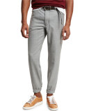 Rustic Five-Pocket Wool Pants, Light Gray