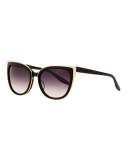 Winette Cat-Eye Sunglasses, Black/Gold Smolder