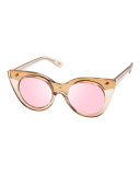 Nefertiti Two-Tone Cat-Eye Sunglasses, Pink