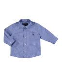 Long-Sleeve Mini Gingham Poplin Shirt, Blue, Size 3-24 Months