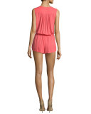 Vara Sleeveless Smocked-Waist Romper, Mango