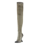 Sculptural-Heel Over-the-Knee Boot, Gray