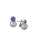 Aura Tahitian Gray Pearl & Tanzanite Earrings