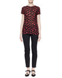 Mid-Rise Slim-Leg Pants, Black