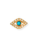 Small Turquoise Cabochon & Diamond Evil Eye Single Earring