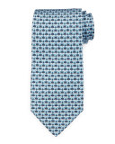 Butterfly-Print Silk Tie, Blue/Gray
