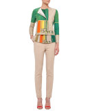 Cropped Flower-Farm Printed Zip Jacket, Multi
