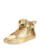 100mm Metallic High-Top Sneaker, Gold