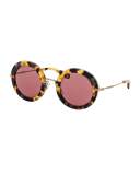 Round Acetate Sunglasses, Tortoise