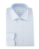 Glen-Plaid Check Dress Shirt, Light Blue
