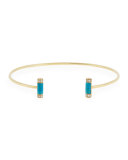 Double Turquoise Roll Cuff Bracelet with Diamonds