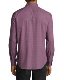 Rozenblatt Printed Long-Sleeve Sport Shirt, Burgundy