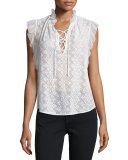 Florence Embroidered Lace-Up Top