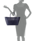 Crocodile Small Convertible Tote Bag, Royal Navy Matte
