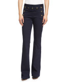 Tide Line Boot-Cut Sailor Pants, Indigo