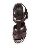 Intrecciato T-Strap 80mm Sandal, Espresso