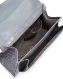 Crocodile Large Structured Top-Handle Bag, Gray Shiny
