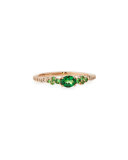 Tsavorite & Brown Diamond Ring in 18K Rose Gold, Size 6.5