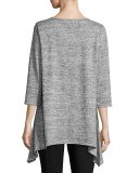 3/4-Sleeve Brushed Knit Sweater, Mist