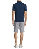 Solid Short-Sleeve Polo Shirt, Indigo