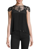 Chantilly Lace-Yoke Georgette Blouse