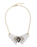 Lucite Crystal Collar Necklace, Silvertone/Golden