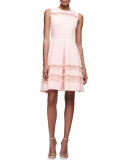Grace Full-Skirt Fringe-Trim Dress, Blush