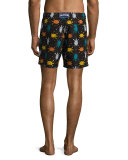 Mahina Sushi Japan Turtles Swim Trunks, Black