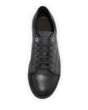 Textured Leather Low-Top Sneaker, Black