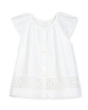 Lully Sleeveless Lace-Trim Summer Blouse, White, Size 4-14