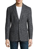 Space-Dye Knit Blazer, Charcoal