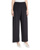 Pala Pleated Pull-On Pants, Black