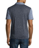 Calluna Tonal-Colorblock Linen Polo Shirt