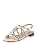 Samoa Chain Strappy Flat Sandal, White