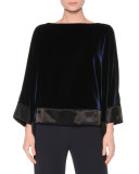 Bateau-Neck Velvet Top, Midnight