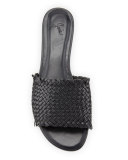 Fadey Woven Flat Slide Sandal, Black