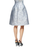 Corset-Waist Floral Skirt, Dove