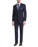 Check Two-Piece Wool Suit, Navy/Black