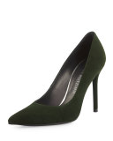 Nouveau Suede Pointed-Toe Pump, Forest
