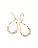 18K Gold Stardust Mini Elliptical Teardrop Earrings with Diamonds