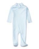 Shawl-Collar Pima Footie Pajamas, Beryl Blue, Size 3-9 Months