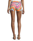 Chevron-Striped Short Shorts, Multi