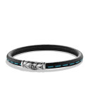 Men's Leather Bracelet with Blue Detail