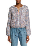 Lucilia Denim Paperbag-Waist Pants, Sea Wash