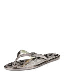 Emory Buckle Flat Thong Sandal, Gunmetal