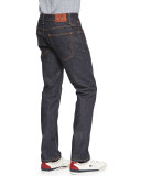 Grim Tim Straight-Leg Denim Jeans, Dark Blue