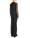 Flare-Leg Mid-Rise Pants, Black