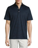 Striped Lisle Knit Polo Shirt, Black