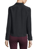 Silk Victorian Blouse, Noir